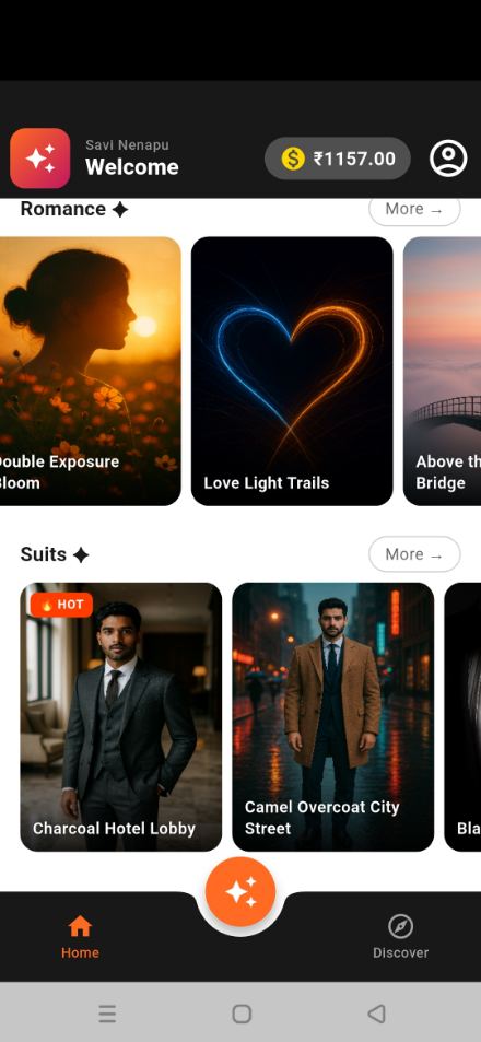 Savi Nenapu home screen with template categories