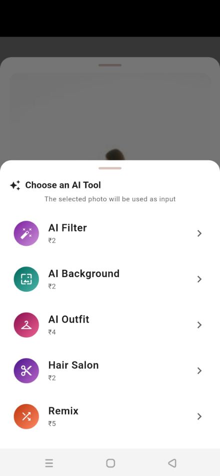 AI tool picker sheet